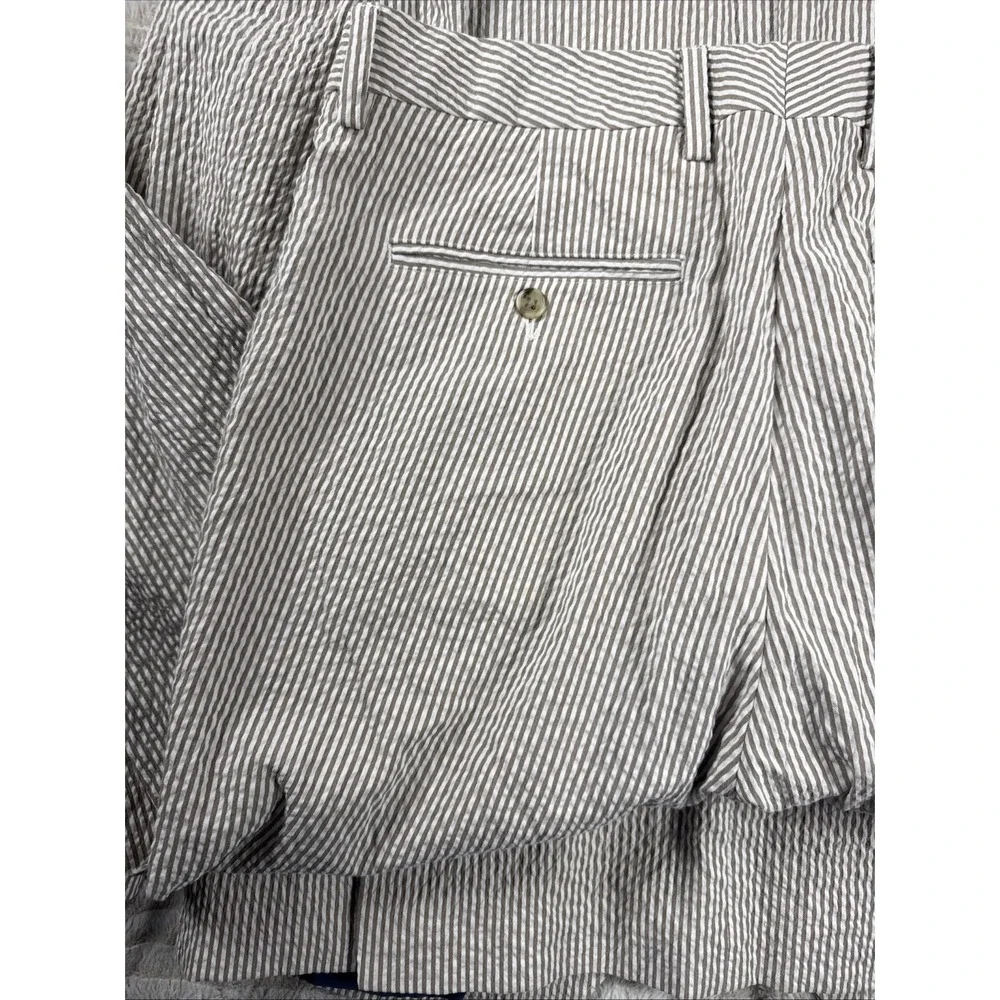 Bonobos Nova Fides Italy Seersucker Suit Beige Striped 40S Blazer 32x27 Pants